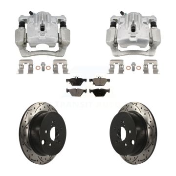 Rear Brake Coated Caliper Drill Slotted Rotor Semi-Metallic Pad Kit For Subaru Crosstrek KCD-100664P