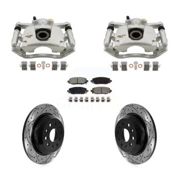 Rear Brake Caliper Drill Slot Rotors Ceramic Pad Kit For 2018-2020 Jeep Wrangler Rubicon KCD-100665C