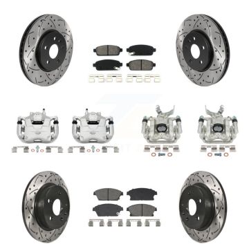 Front Rear Brake Caliper Drill Slotted Rotors Semi-Metallic Pad Kit (10Pc) For Chevrolet KCD-100667S
