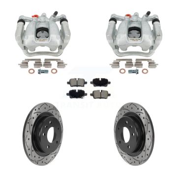 Rear Brake Caliper Drill Slotted Rotor Ceramic Pad Kit For Chevrolet Equinox GMC Terrain KCD-100668C