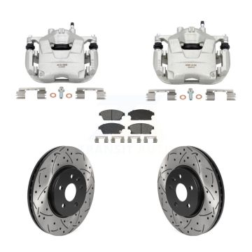 Front Brake Coat Caliper Drill Slot Rotor Semi-Metallic Pad Kit For Chevrolet Trax Buick KCD-100669S
