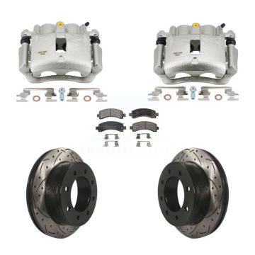 Rear Brake Caliper Drill Slot Rotor Semi-Metallic Pad Kit For Chevrolet Express 2500 GMC KCD-100670P