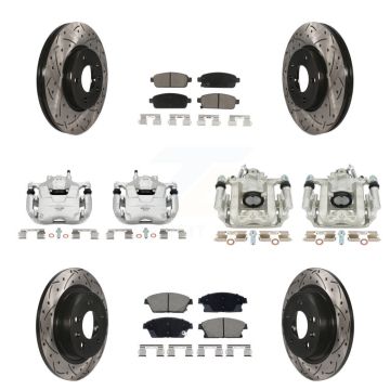 Front Rear Brake Caliper Drill Slotted Rotors Ceramic Pad Kit (10Pc) For Chevrolet Cruze KCD-100671C