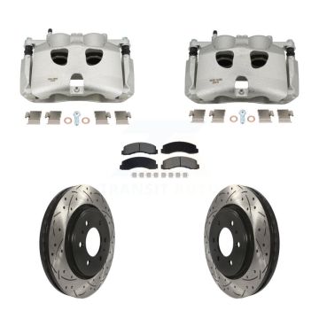Front Brake Coat Caliper Drill Slot Rotor Semi-Metallic Pad Kit For 2018-2020 Ford F-150 KCD-100671S