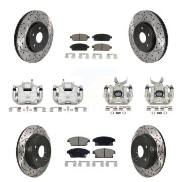 Front Rear Brake Coat Caliper Drill Slot Rotor Ceramic Pad Kit (10Pc) For Chevrolet Trax KCD-100672C