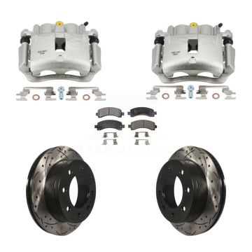 Rear Brake Coated Caliper Drill Slotted Rotor Ceramic Pad Kit For Chevrolet Express 2500 KCD-100672T