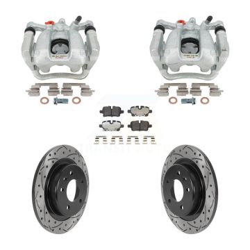 Rear Brake Coat Caliper Drill Slot Rotor Semi-Metallic Pad Kit For Chevrolet Equinox GMC KCD-100673P