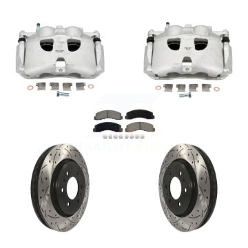 Front Brake Coated Caliper Drill Slot Rotors Ceramic Pad Kit For Ford Expedition Lincoln KCD-100675C