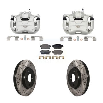 Front Brake Caliper Drill Slotted Rotors Semi-Metallic Pad Kit For Chevrolet Cruze Buick KCD-100678P