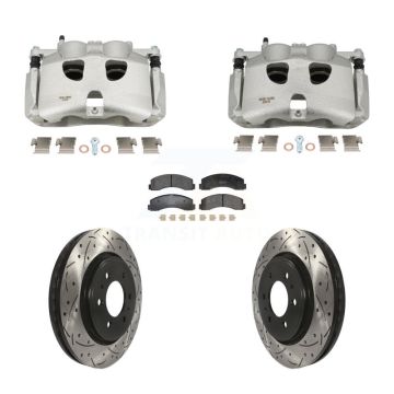 Front Brake Coat Caliper Drill Slot Rotor Semi-Metallic Pad Kit For 2018-2020 Ford F-150 KCD-100681P