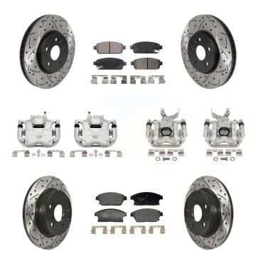 Front Rear Brake Coat Caliper Drill Slot Rotor Ceramic Pad Kit (10Pc) For Chevrolet Trax KCD-100682T