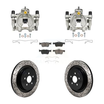 Rear Brake Caliper Drilled Slot Rotor Ceramic Pad Kit For 2019-2022 Lincoln Nautilus FWD KCD-100684C