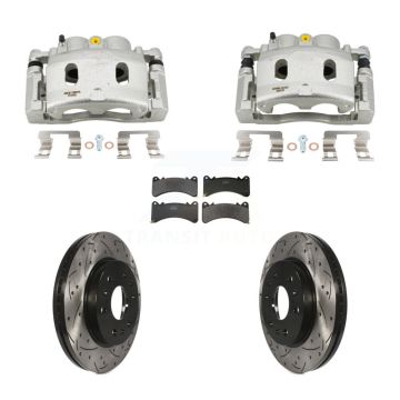 Front Brake Caliper Drill Slot Rotor Semi-Metallic Pad Kit For GMC Sierra 1500 Chevrolet KCD-100684P