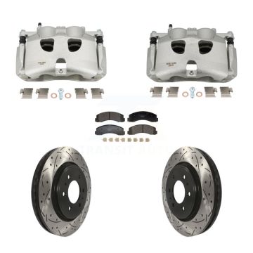 Front Brake Coated Caliper Drill Slotted Rotors Ceramic Pad Kit For 2018-2020 Ford F-150 KCD-100686T