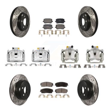Front Rear Brake Caliper Drill Slot Rotor Semi-Metallic Pad Kit (10Pc) For Dodge Charger KCD-100687P
