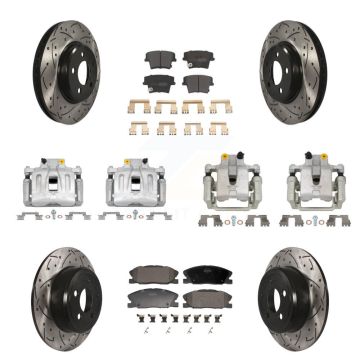 Front Rear Brake Caliper Drill Slot Rotor Semi-Metallic Pad Kit (10Pc) For Dodge Charger KCD-100688P