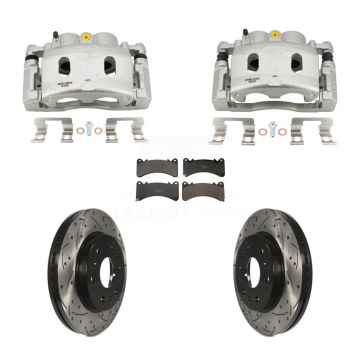 Front Brake Caliper Drill Slot Rotor Ceramic Pad Kit For GMC Sierra 1500 Chevrolet Yukon KCD-100689T