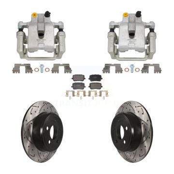 Rear Disc Brake Coated Caliper Drill Slot Rotors Semi-Metallic Pad Kit For Dodge Charger KCD-100691P