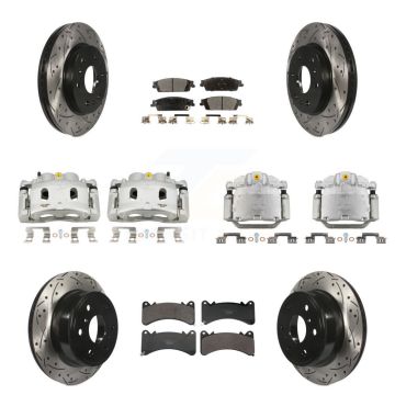 Front Rear Brake Caliper Drill Slot Rotors Ceramic Pad Kit (10Pc) For GMC Sierra 1500 XL KCD-100694T