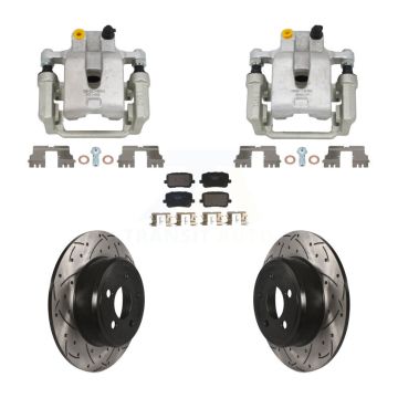 Rear Disc Brake Coated Caliper Drilled Slotted Rotor & Ceramic Pad Kit For Dodge Charger KCD-100696T