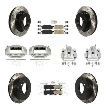 Front Rear Brake Coat Caliper Drill Slot Rotors Ceramic Pad Kit (10Pc) For Toyota Tundra KCD-100703N