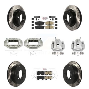 Front Rear Brake Coat Caliper Drill Slot Rotors Ceramic Pad Kit (10Pc) For Toyota Tundra KCD-100704N