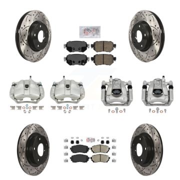Front Rear Disc Brake Coated Caliper Drill Slot Rotor Ceramic Pad Kit (10Pc) For Mazda 6 KCD-100747N