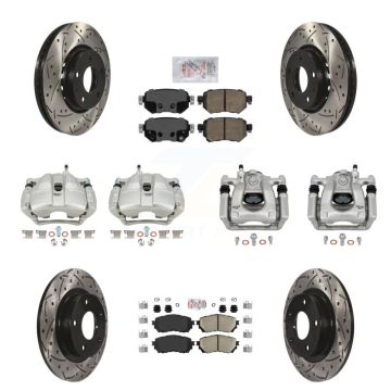 Front Rear Disc Brake Coated Caliper Drill Slot Rotor Ceramic Pad Kit (10Pc) For Mazda 6 KCD-100749N