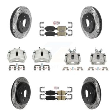 Front Rear Brake Caliper Drill Slotted Rotor Ceramic Pad Kit (10Pc) For Chevrolet Malibu KCD-100763N