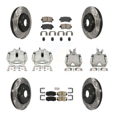Front Rear Brake Caliper Drill Slotted Rotor Ceramic Pad Kit (10Pc) For Chevrolet Impala KCD-100768N