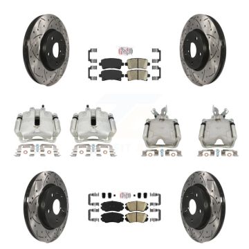 Front Rear Brake Caliper Drill Slotted Rotor Ceramic Pad Kit (10Pc) For Chevrolet Impala KCD-100769N