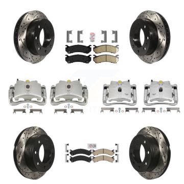 Front Rear Brake Caliper Drill Slot Rotors Ceramic Pad Kit (10Pc) For GMC Chevrolet 2500 KCD-100791N