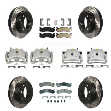 Front Rear Brake Caliper Drill Slot Rotors Ceramic Pad Kit (10Pc) For GMC Chevrolet 2500 KCD-100793N