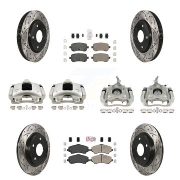 Front Rear Brake Caliper Drill Slot Rotor Ceramic Pad Kit (10Pc) For 09-11 Dodge Journey KCD-100799N