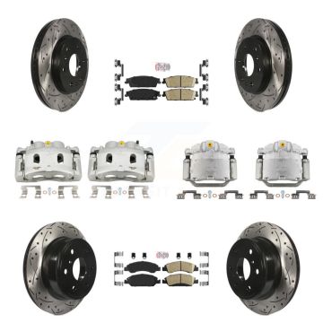 Front Rear Brake Caliper Drill Slot Rotors Ceramic Pad Kit (10Pc) For Chevrolet GMC 1500 KCD-100804N