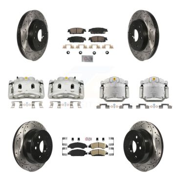 Front Rear Brake Caliper Drill Slot Rotors Ceramic Pad Kit (10Pc) For GMC Sierra 1500 XL KCD-100809N