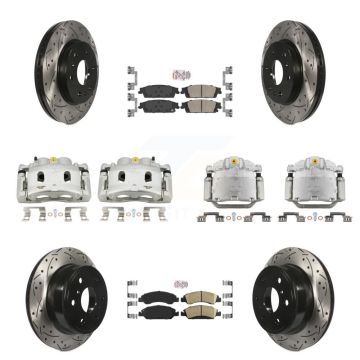 Front Rear Brake Caliper Drill Slot Rotors Ceramic Pad Kit (10Pc) For GMC Sierra 1500 XL KCD-100814N