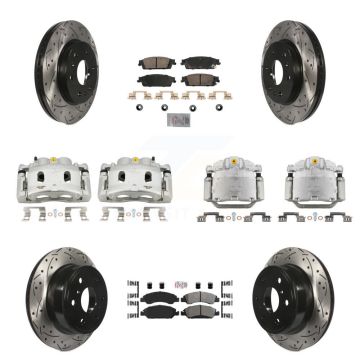 Front Rear Brake Caliper Drill Slot Rotor Ameribrakes Pad Kit (10Pc) For GMC Sierra 1500 KCD-100815N