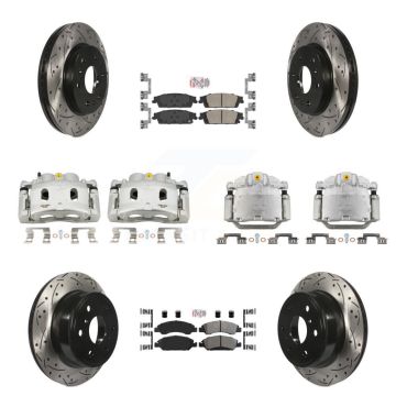 Front Rear Brake Caliper Drill Slot Rotor Ameribrakes Pad Kit (10Pc) For GMC Sierra 1500 KCD-100817N