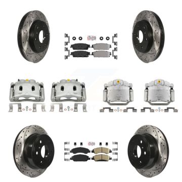 Front Rear Brake Caliper Drill Slot Rotors Ameribrakes Pad Kit (10Pc) For Chevrolet 1500 KCD-100822N