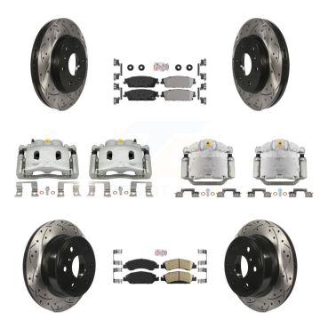 Front Rear Brake Caliper Drill Slot Rotors Ameribrakes Pad Kit (10Pc) For Chevrolet 1500 KCD-100824N