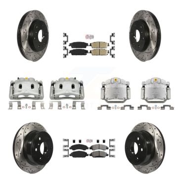Front Rear Brake Caliper Drill Slot Rotors Ameribrakes Pad Kit (10Pc) For Chevrolet 1500 KCD-100827N