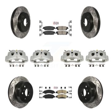 Front Rear Brake Caliper Drill Slot Rotors Ceramic Pad Kit (10Pc) For Chevrolet Suburban KCD-100830N