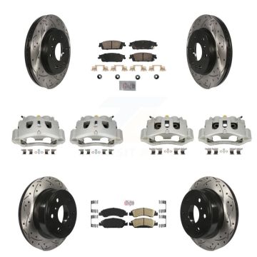 Front Rear Brake Caliper Drill Slot Rotors Ceramic Pad Kit (10Pc) For Chevrolet Suburban KCD-100831N
