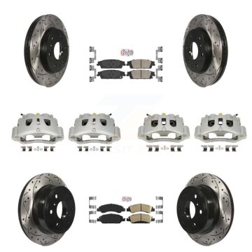 Front Rear Brake Caliper Drill Slot Rotors Ceramic Pad Kit (10Pc) For Chevrolet Suburban KCD-100833N