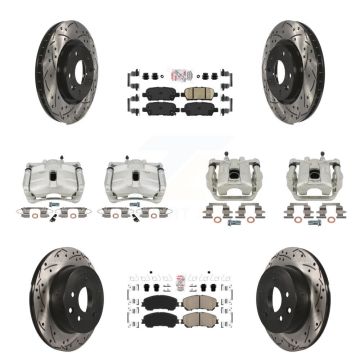 Front Rear Brake Caliper Drill Slot Rotors Ceramic Pad Kit (10Pc) For Nissan Rogue Sport KCD-100881N