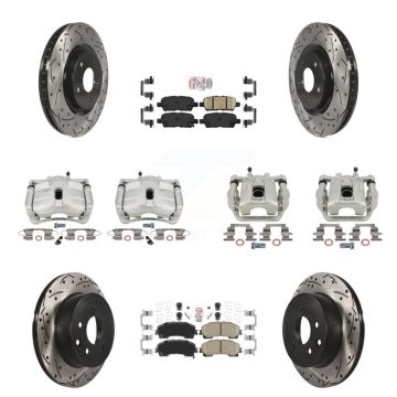 Front Rear Brake Caliper Drill Slotted Rotors Ceramic Pad Kit (10Pc) For Nissan Rogue SL KCD-100882N