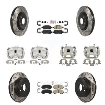 Front Rear Brake Caliper Drill Slotted Rotors Ceramic Pad Kit (10Pc) For Nissan Rogue SL KCD-100885N