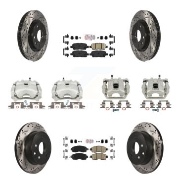 Front Rear Brake Coated Caliper Drill Slot Rotors Ceramic Pad Kit (10Pc) For Nissan LEAF KCD-100887N