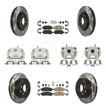 Front Rear Brake Coated Caliper Drill Slot Rotors Ceramic Pad Kit (10Pc) For Nissan LEAF KCD-100891N